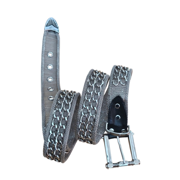 Vintage Silver Chain Mesh Belt – Y2K Statement Waist Accessory, Adjustable Metal main image 5